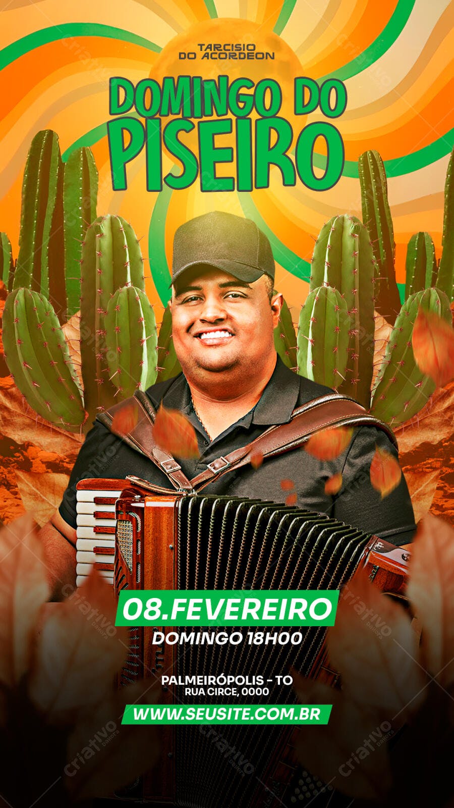Flyer Domingo do Piseiro Fevereiro PSD Editável