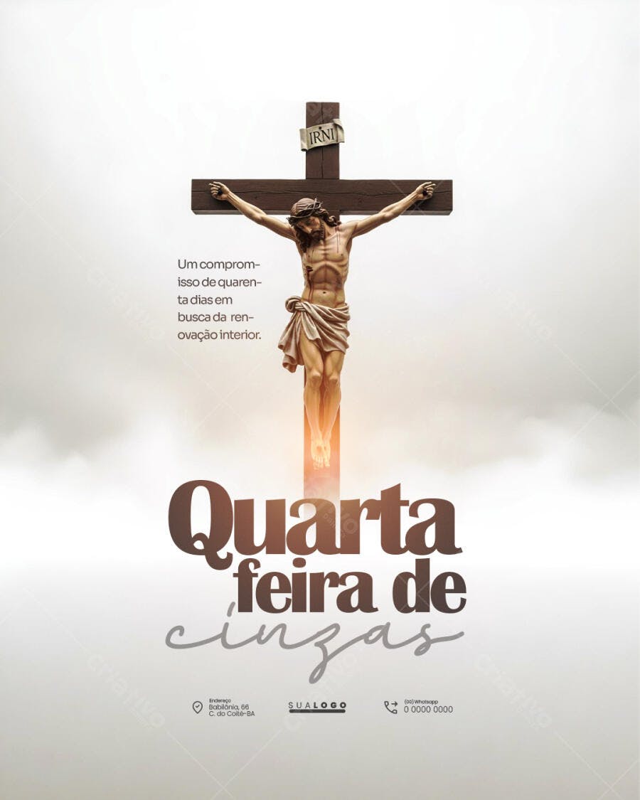 Post Instagram Quarta-feira de Cinzas Igreja PSD Editável
