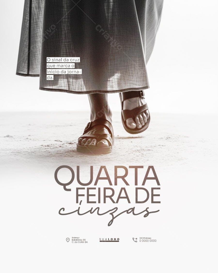 Post Quarta-feira de Cinzas Religioso PSD Editável