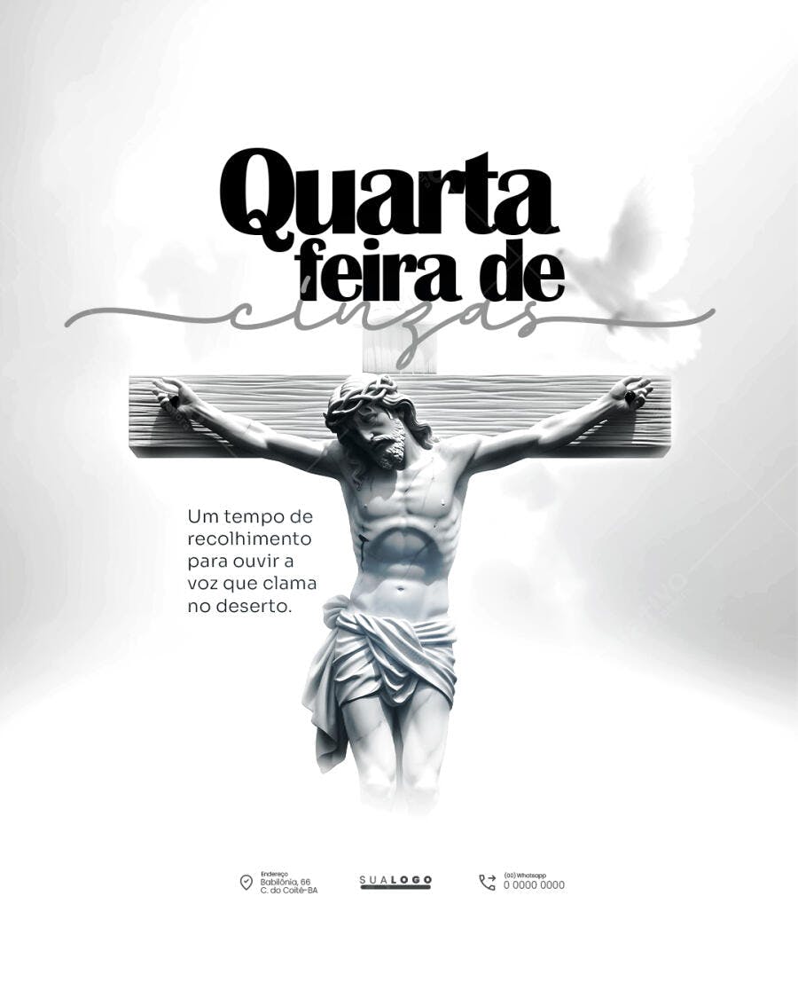 Post Quarta-feira de Cinzas Religioso PSD Editável