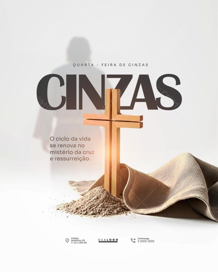Post Instagram Quarta-feira de Cinzas Religioso PSD Editável