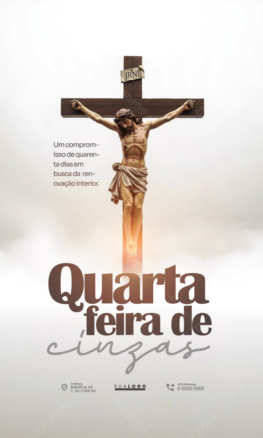 Post Quarta-feira de Cinzas Igreja Católica PSD Editável