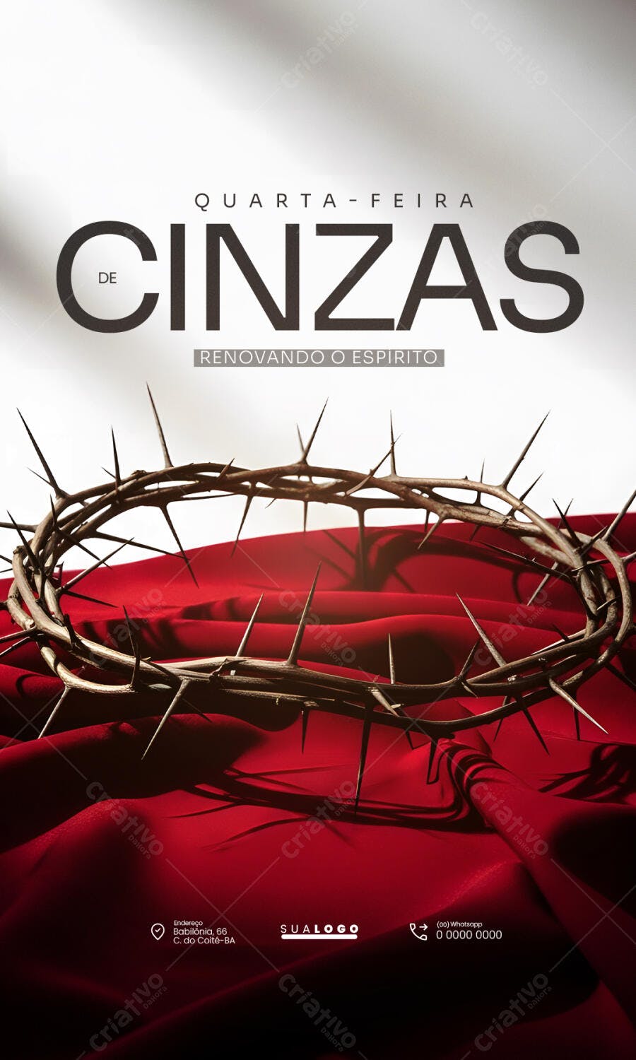 Story Quarta-feira de Cinzas Coroa Espinhos PSD Editável