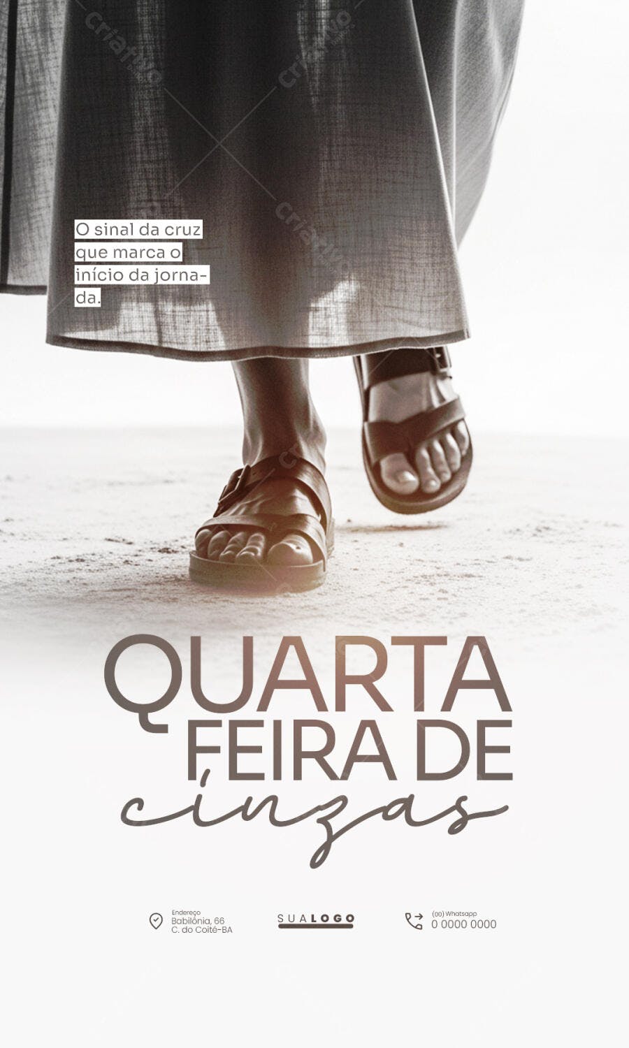 Post Quarta-feira de Cinzas Religioso PSD Editável