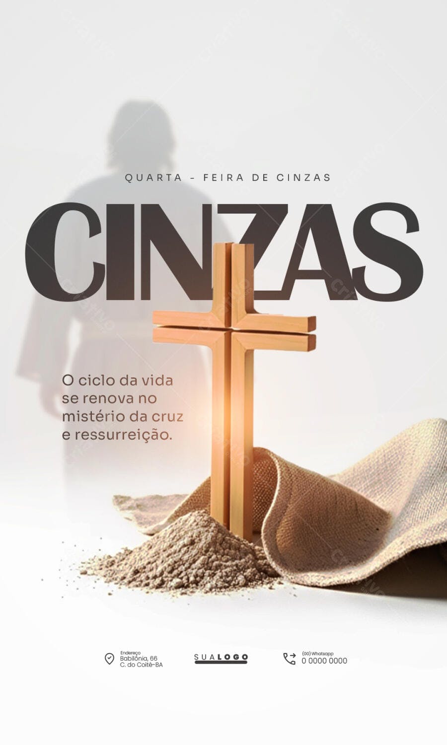 Post Instagram Quarta-feira de Cinzas PSD Editável