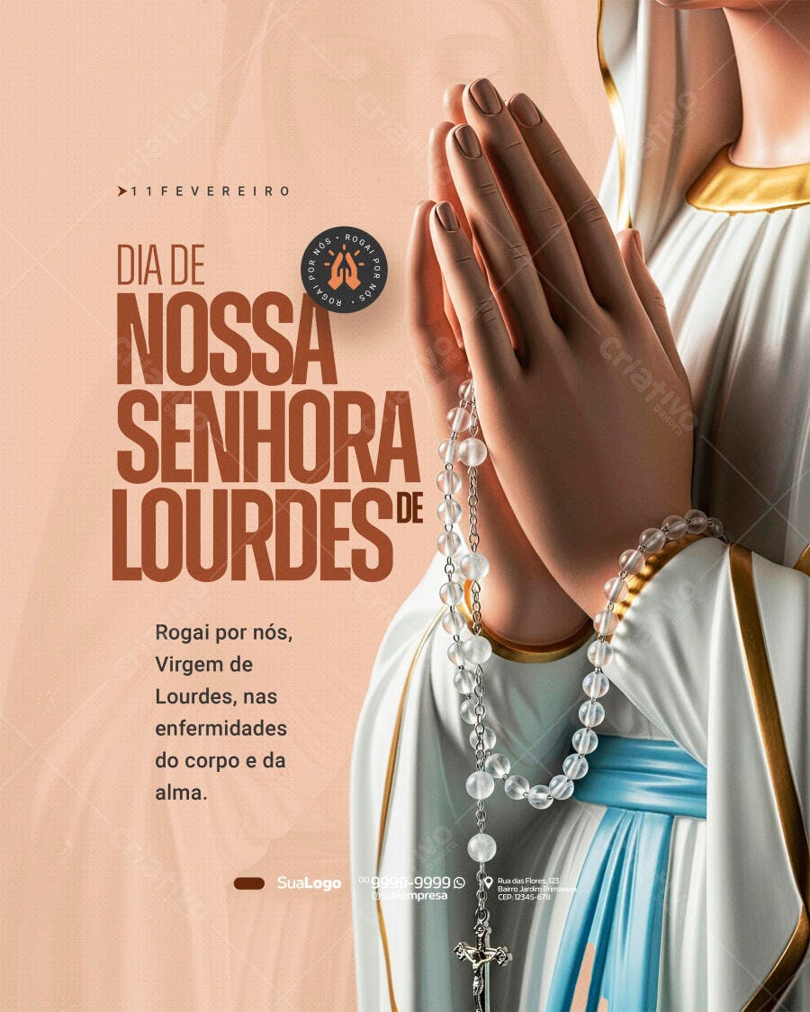 Post Dia de Nossa Senhora de Lourdes 11 de Fevereiro PSD Editável