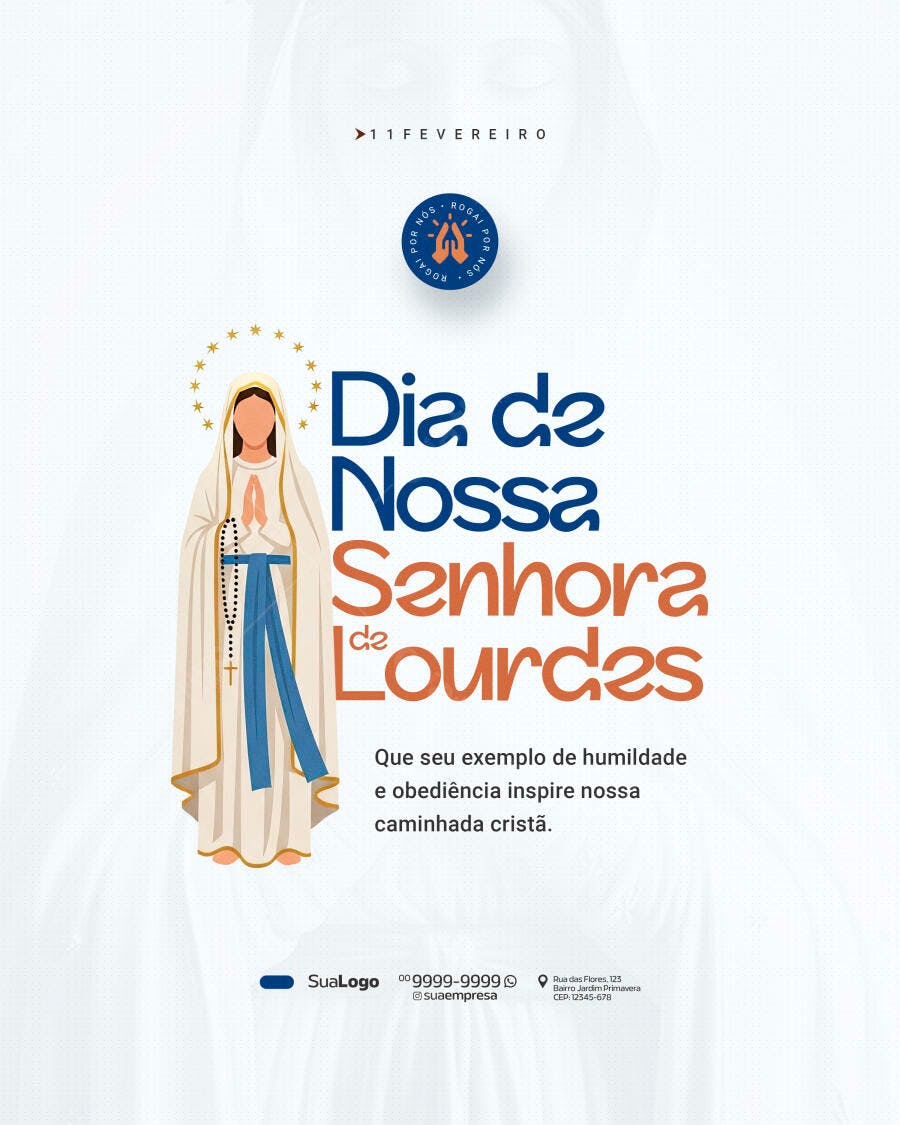 Post Dia de Nossa Senhora de Lourdes 11 de Fevereiro PSD Editável