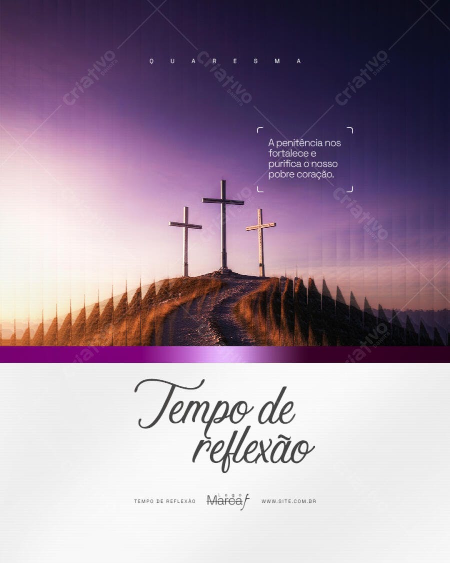 Post Quaresma Tempo de Reflexão PSD Editável
