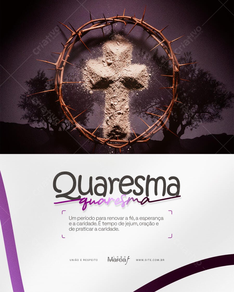 Post Quaresma Coroa de Espinhos PSD Editável