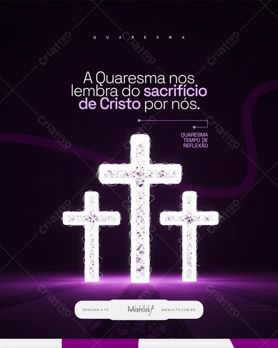 Post Quaresma Tempo de Reflexão PSD Editável