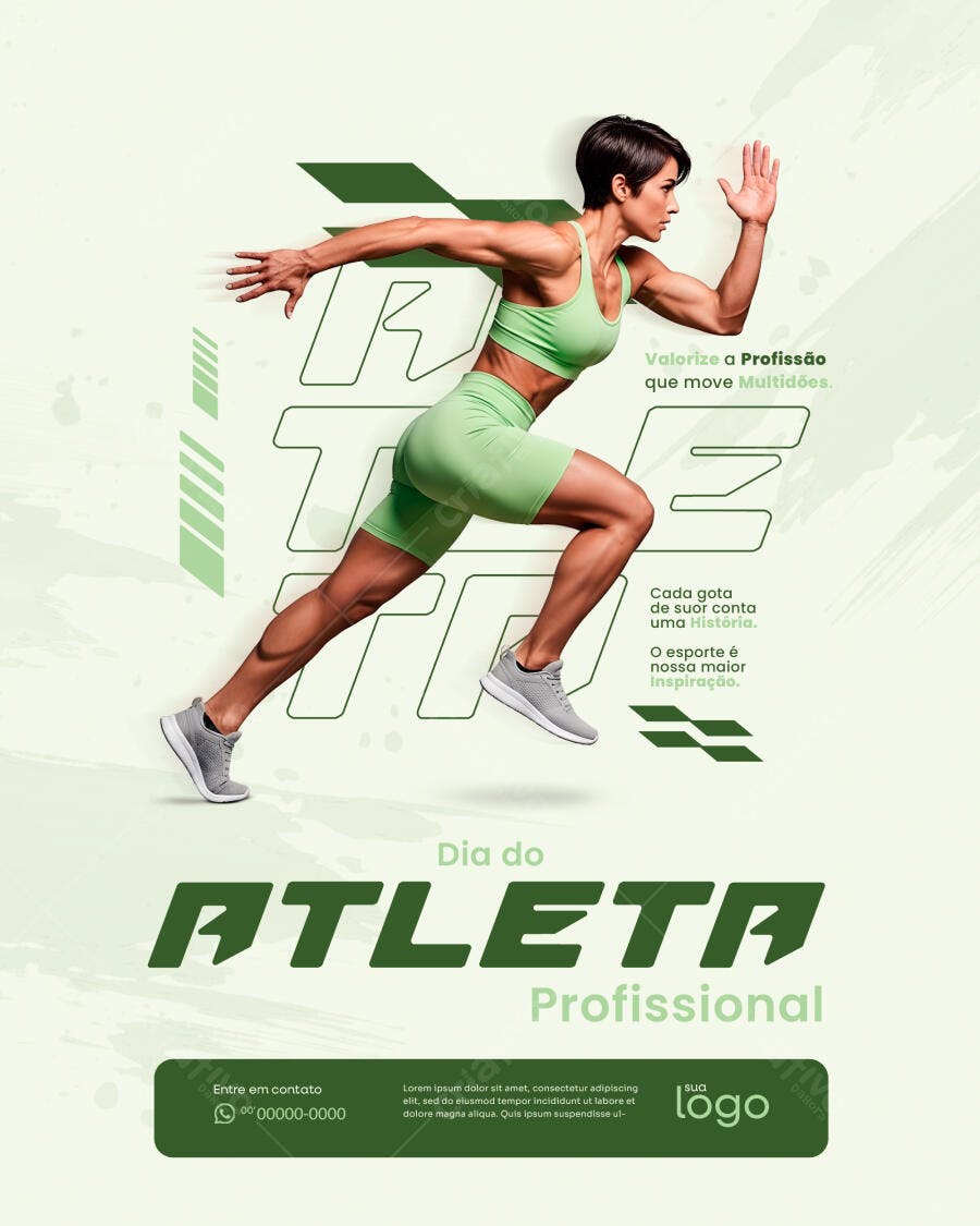 Post Dia do Atleta Profissional Academia Fitness PSD Editável