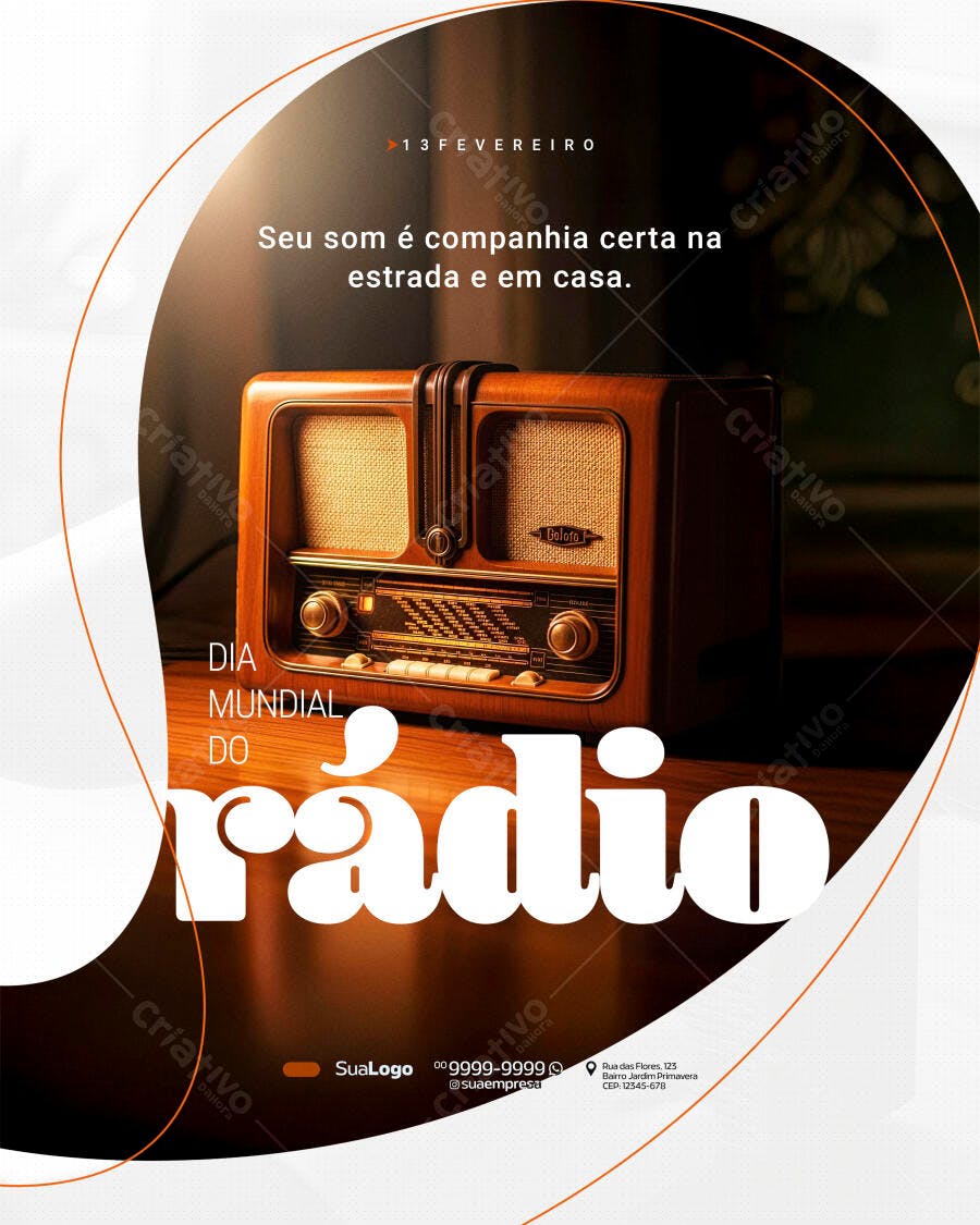 Post Dia Mundial do Rádio 13 de Fevereiro PSD Editável