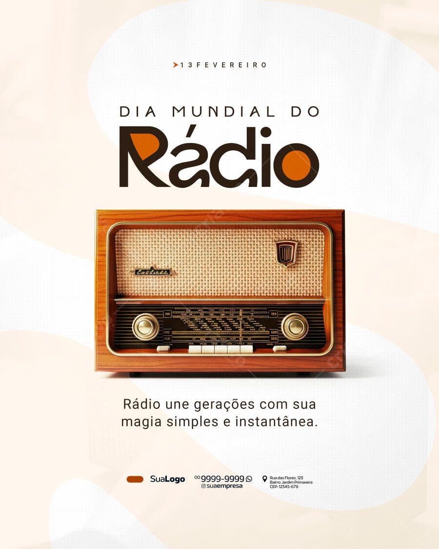 Post Dia Mundial do Rádio 13 de Fevereiro PSD Editável
