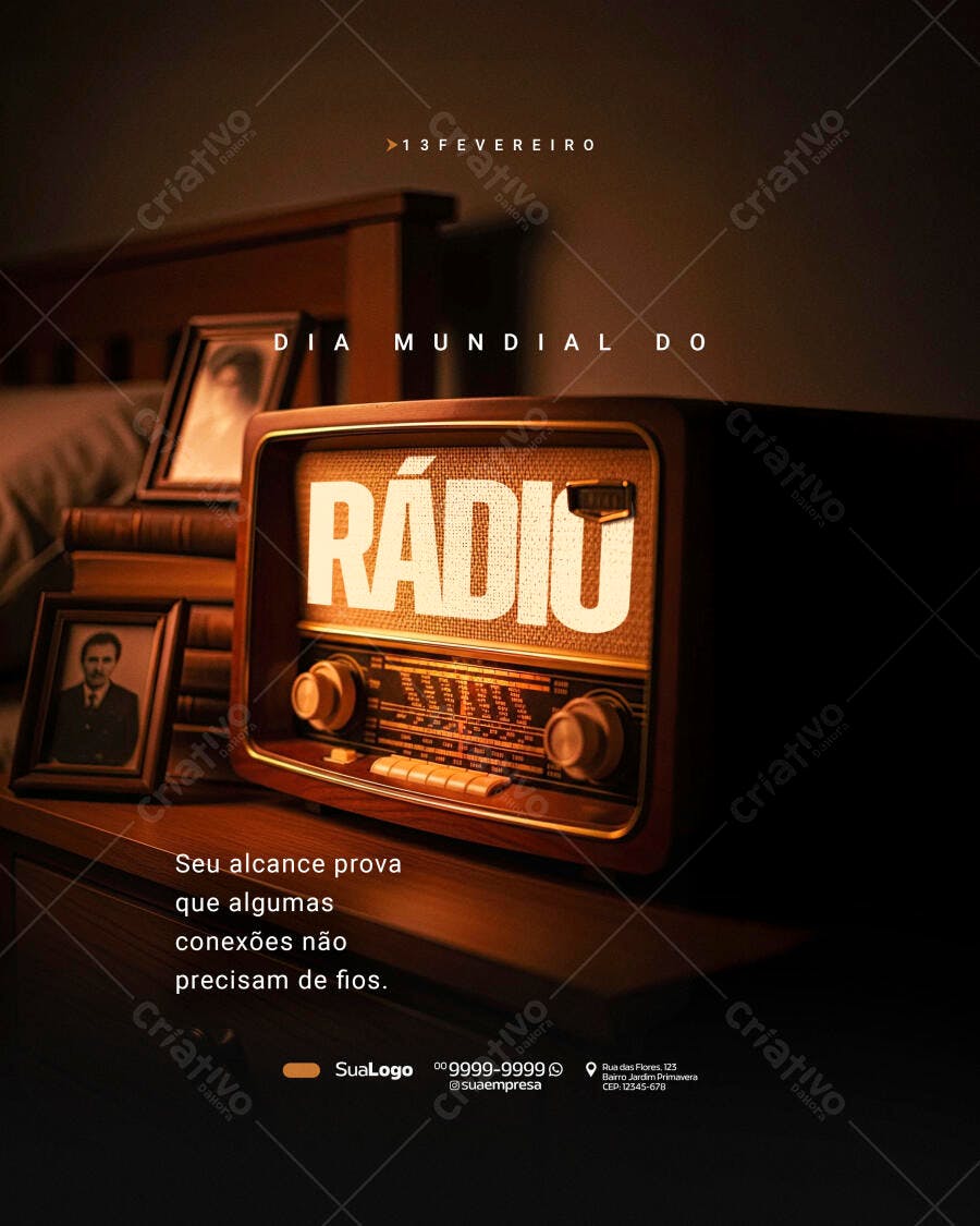 Post Dia Mundial do Rádio 13 Fevereiro PSD Editável