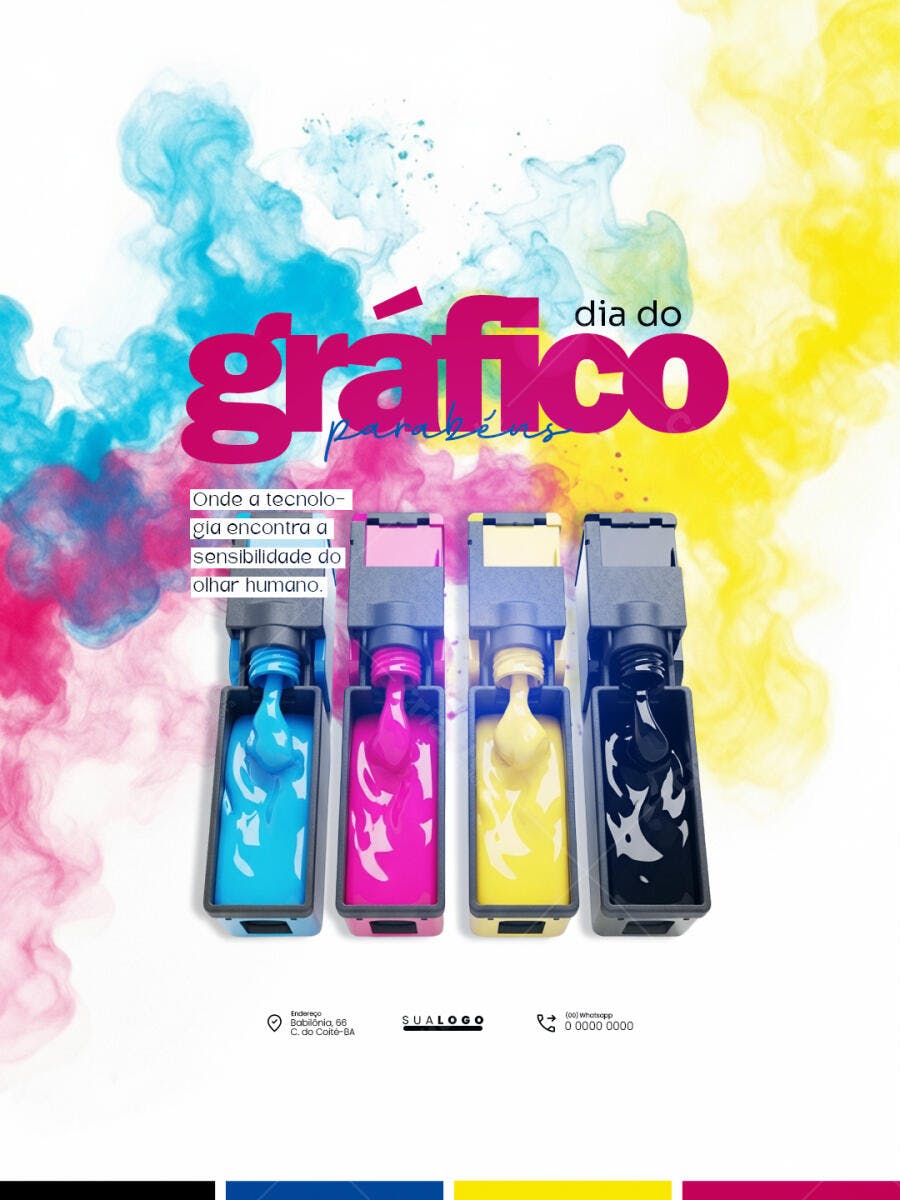 Flyer Dia do Gráfico CMYK Cores PSD Editável