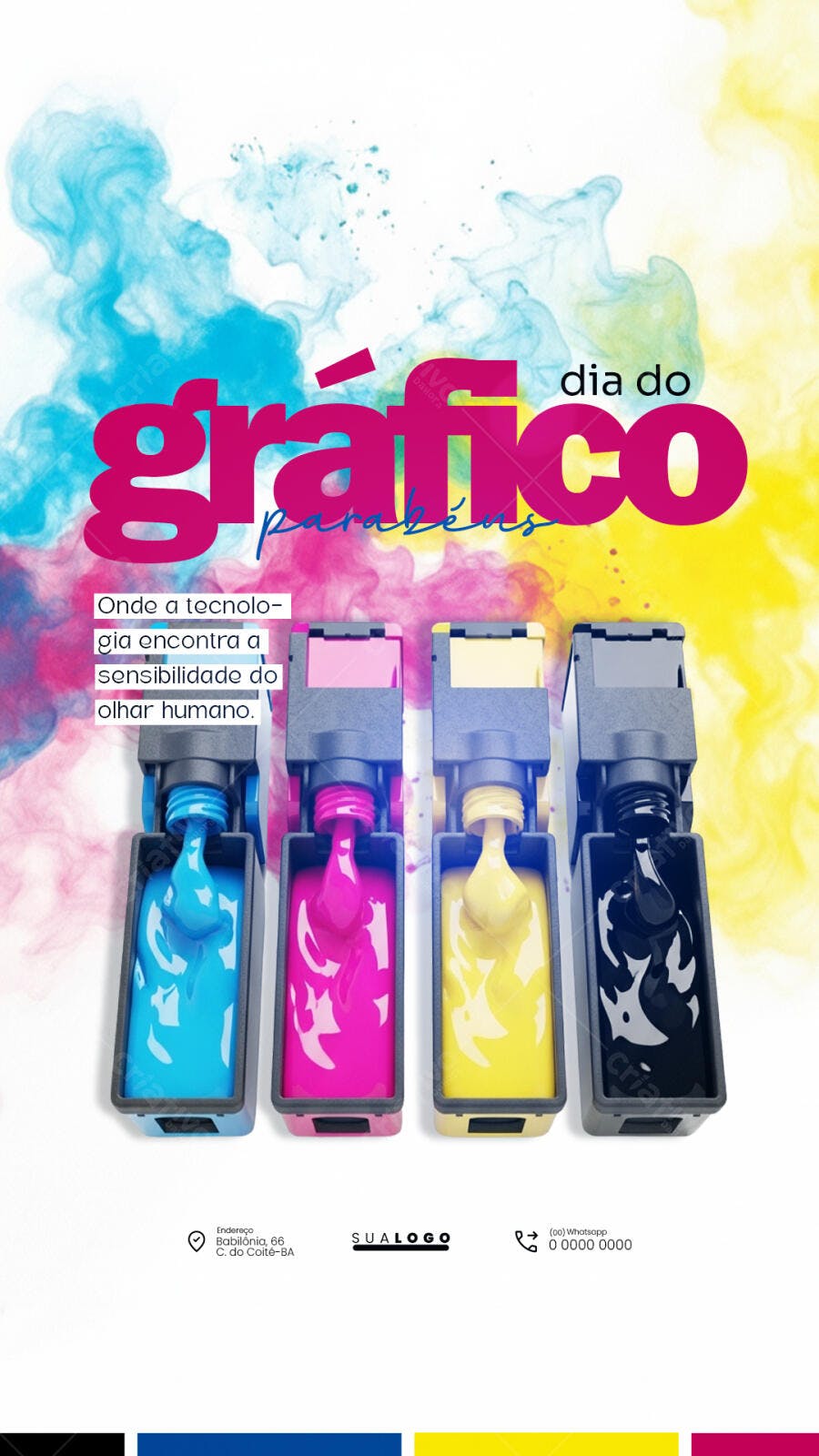 Post Instagram Dia do Gráfico CMYK PSD Editável