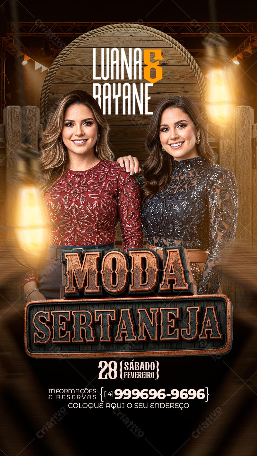 Post Instagram Moda Sertaneja Luana e Rayane PSD Editável