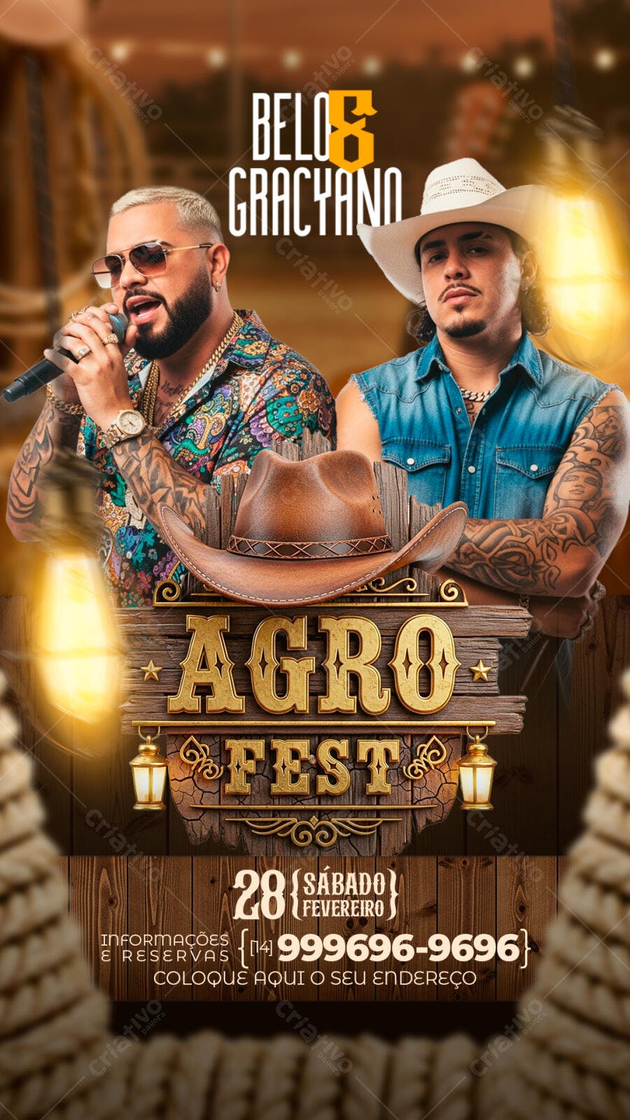 Flyer Agro Fest Sertanejo Belo e Gracyano PSD Editável