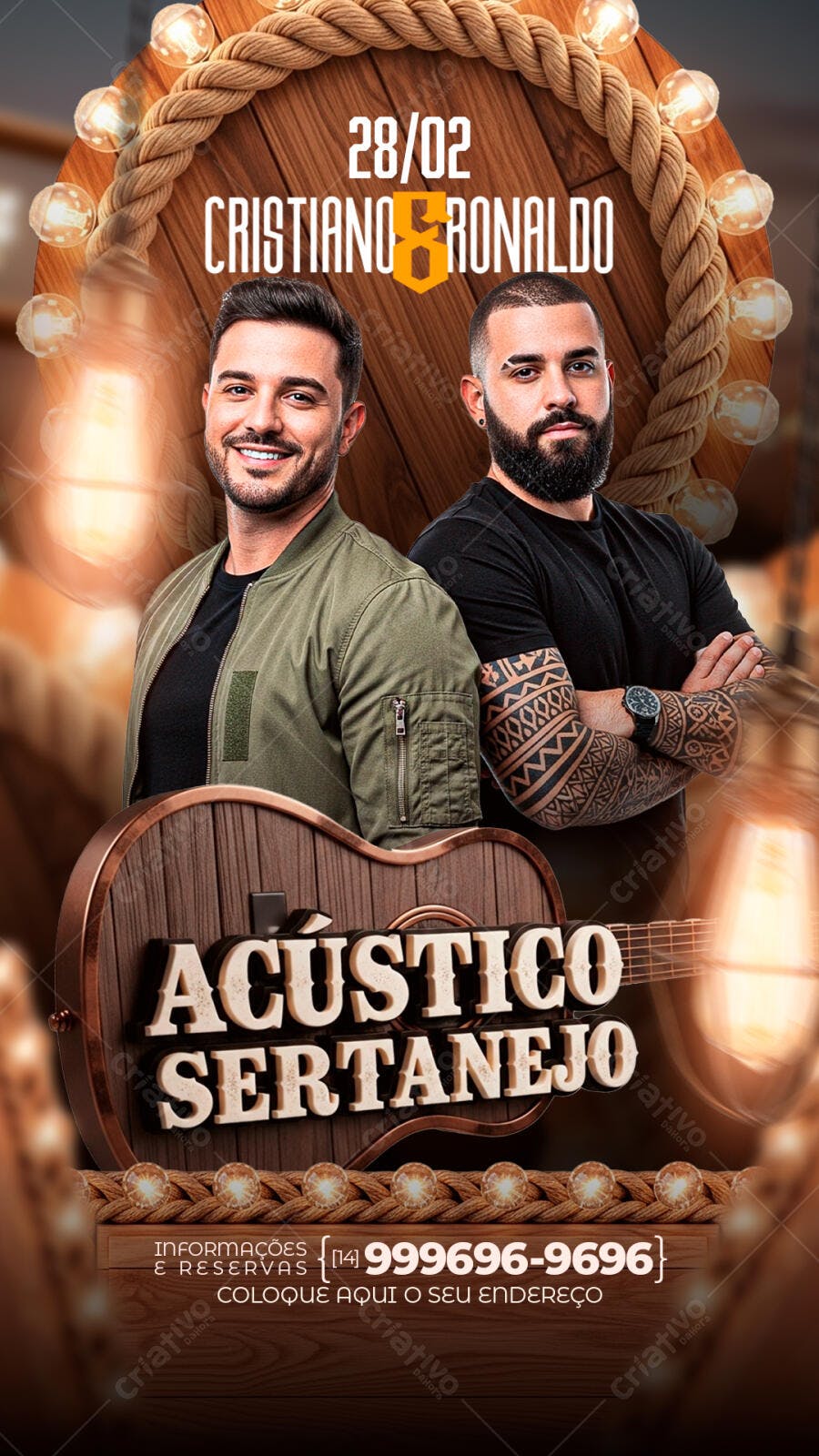 Flyer Acústico Sertanejo Show Música PSD Editável