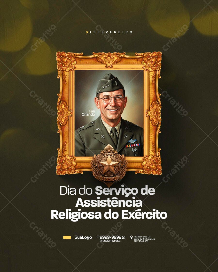 Post Dia do Serviço de Assistência Religiosa do Exército PSD Editável