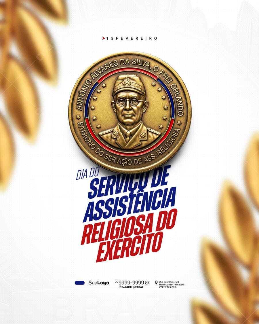 Post Dia do Serviço de Assistência Religiosa Exército PSD Editável