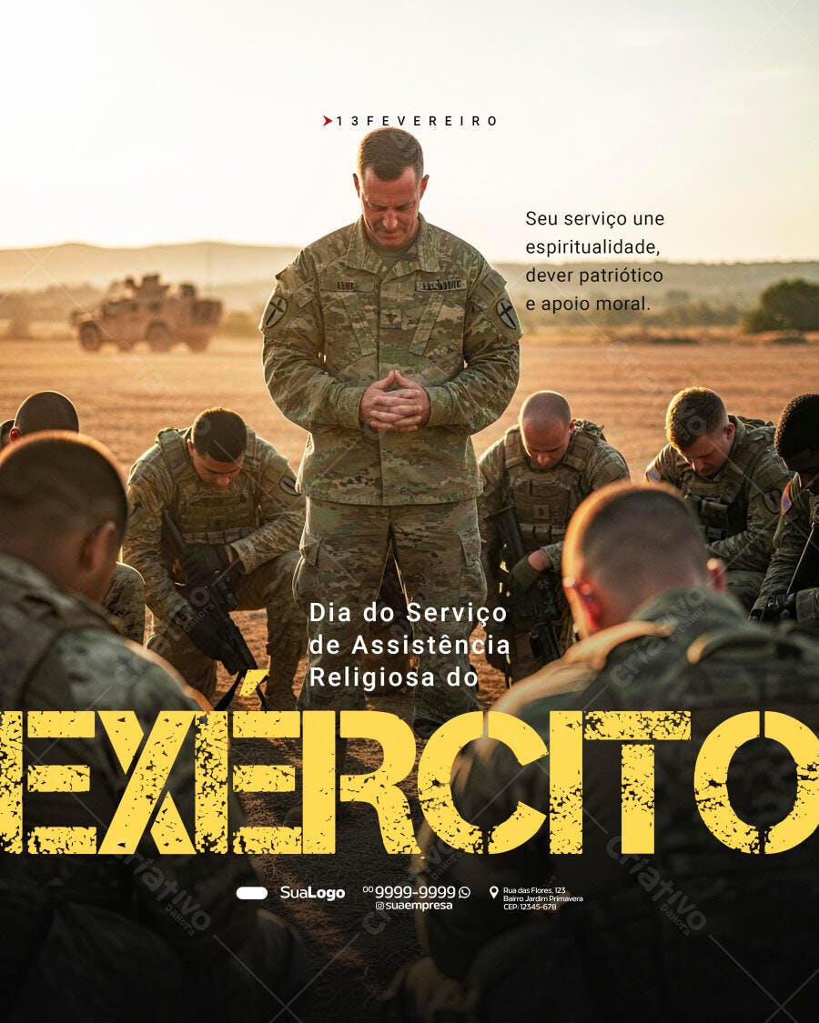 Post Dia do Serviço de Assistência Religiosa do Exército PSD Editável