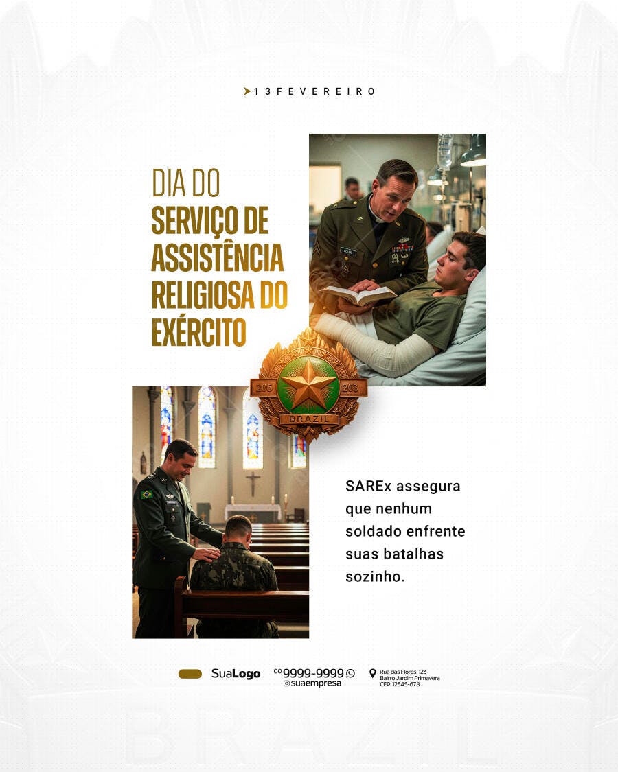 Post Dia do Serviço de Assistência Religiosa Exército PSD Editável