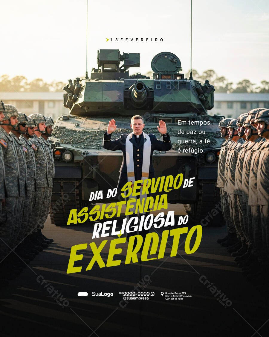 Post Dia do Serviço de Assistência Religiosa do Exército PSD Editável