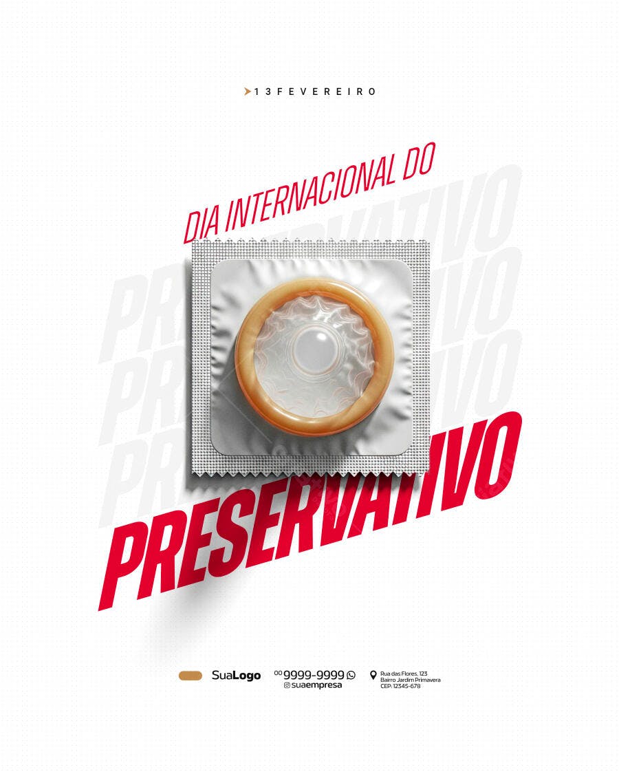 Post Dia Internacional do Preservativo 13 Fevereiro PSD Editável