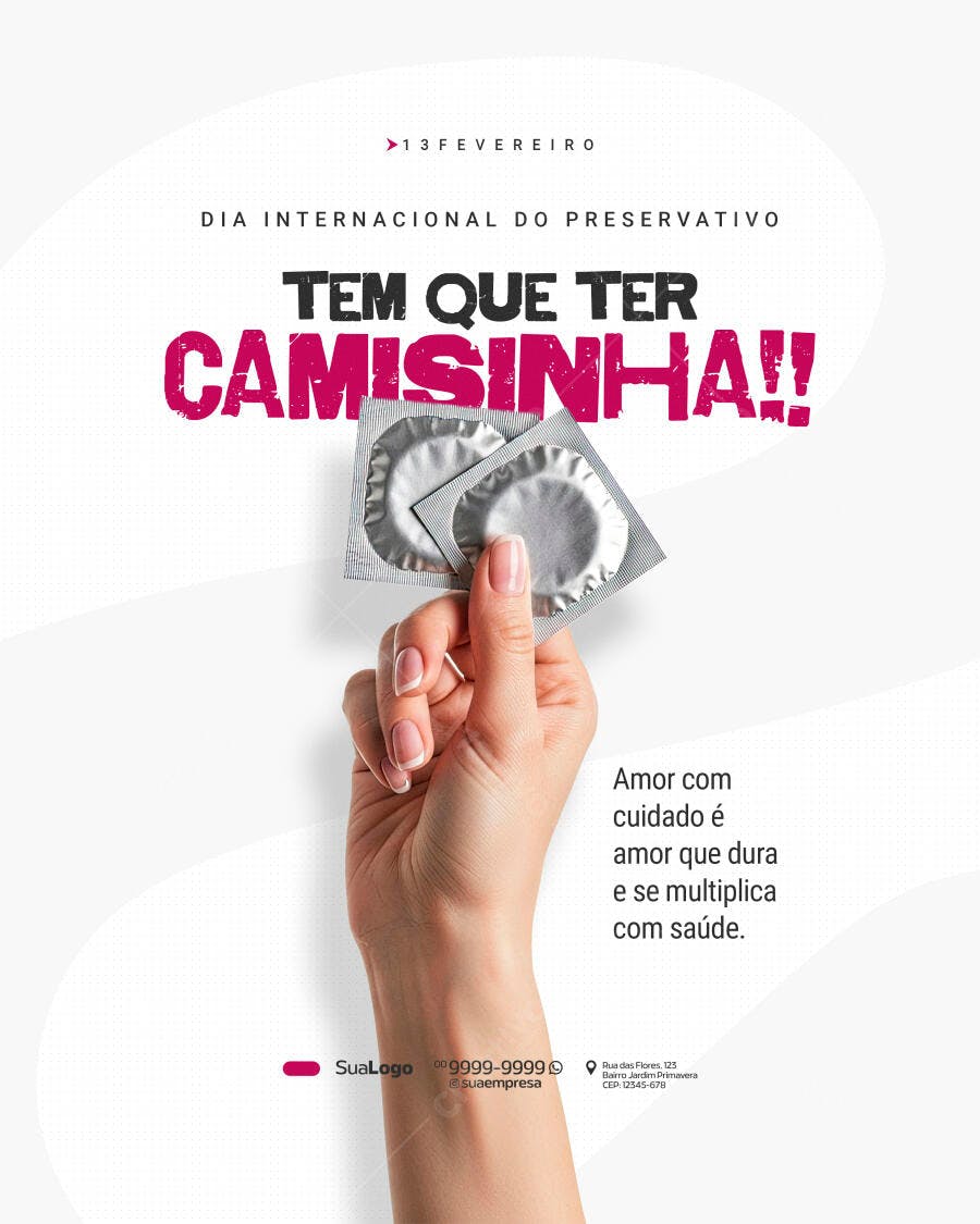 Post Dia Internacional do Preservativo Saúde PSD Editável