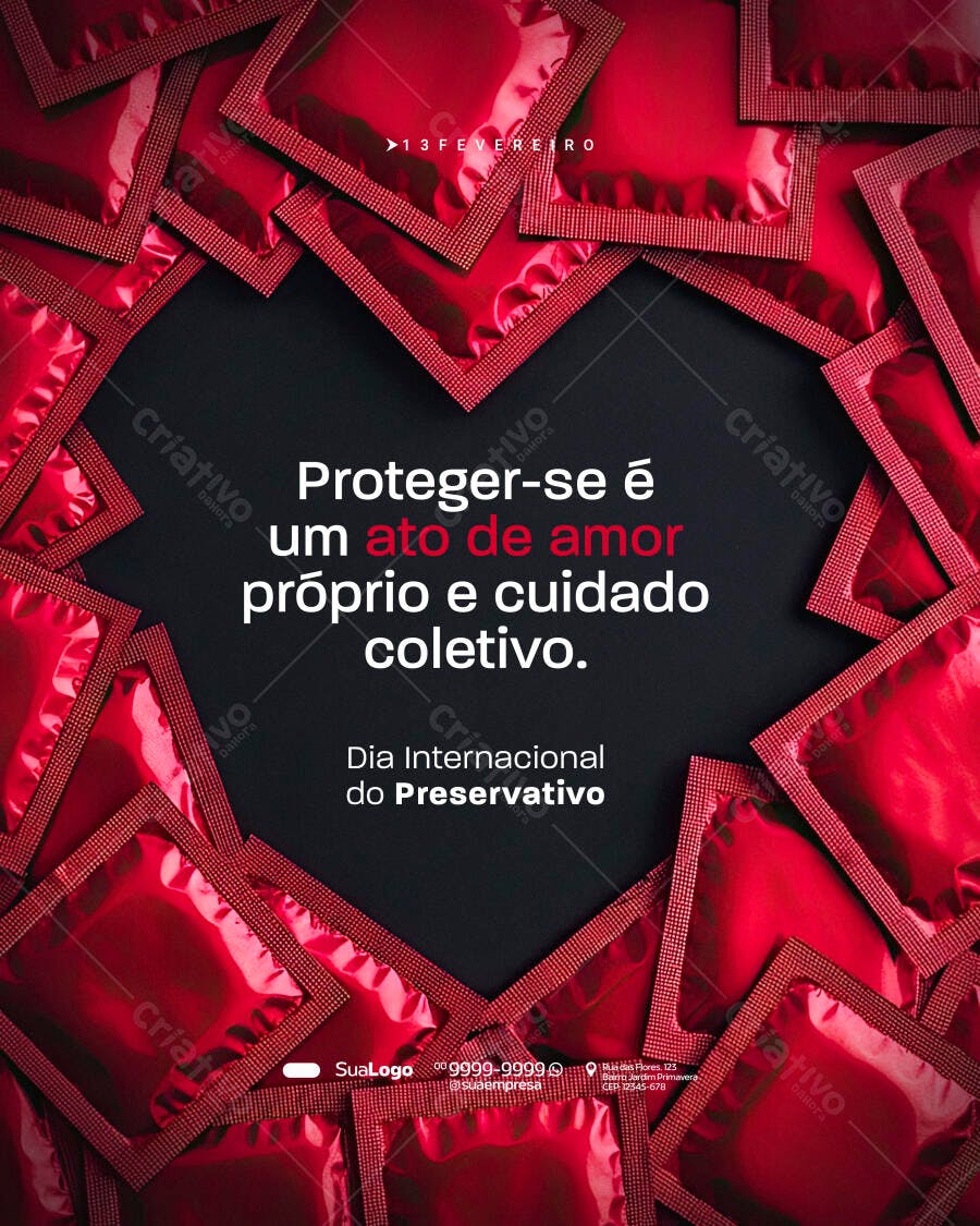 Post Dia Internacional do Preservativo Saúde PSD Editável