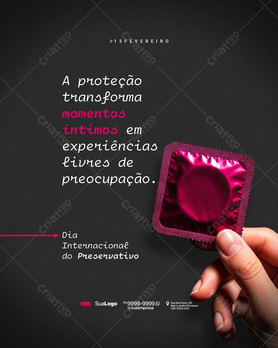 Post Instagram Dia Internacional do Preservativo PSD Editável