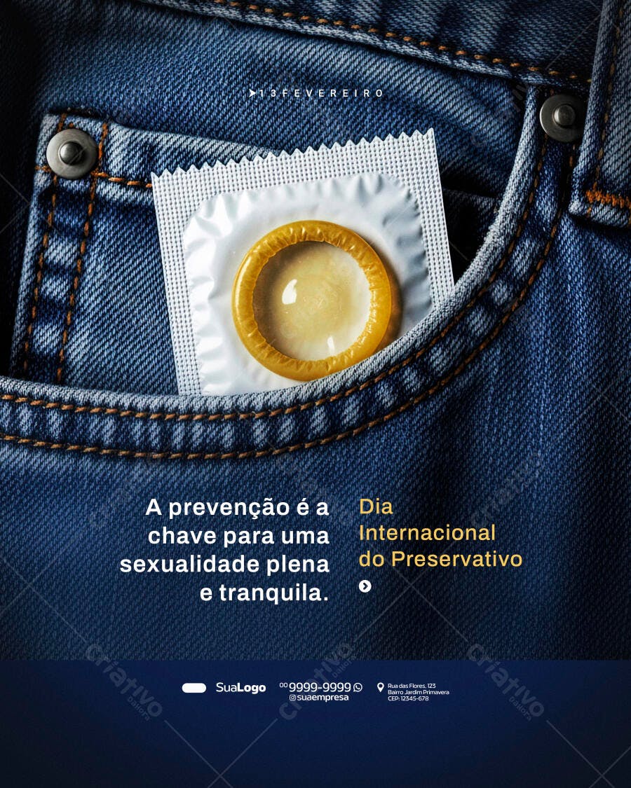Post Dia Internacional do Preservativo Fevereiro PSD Editável
