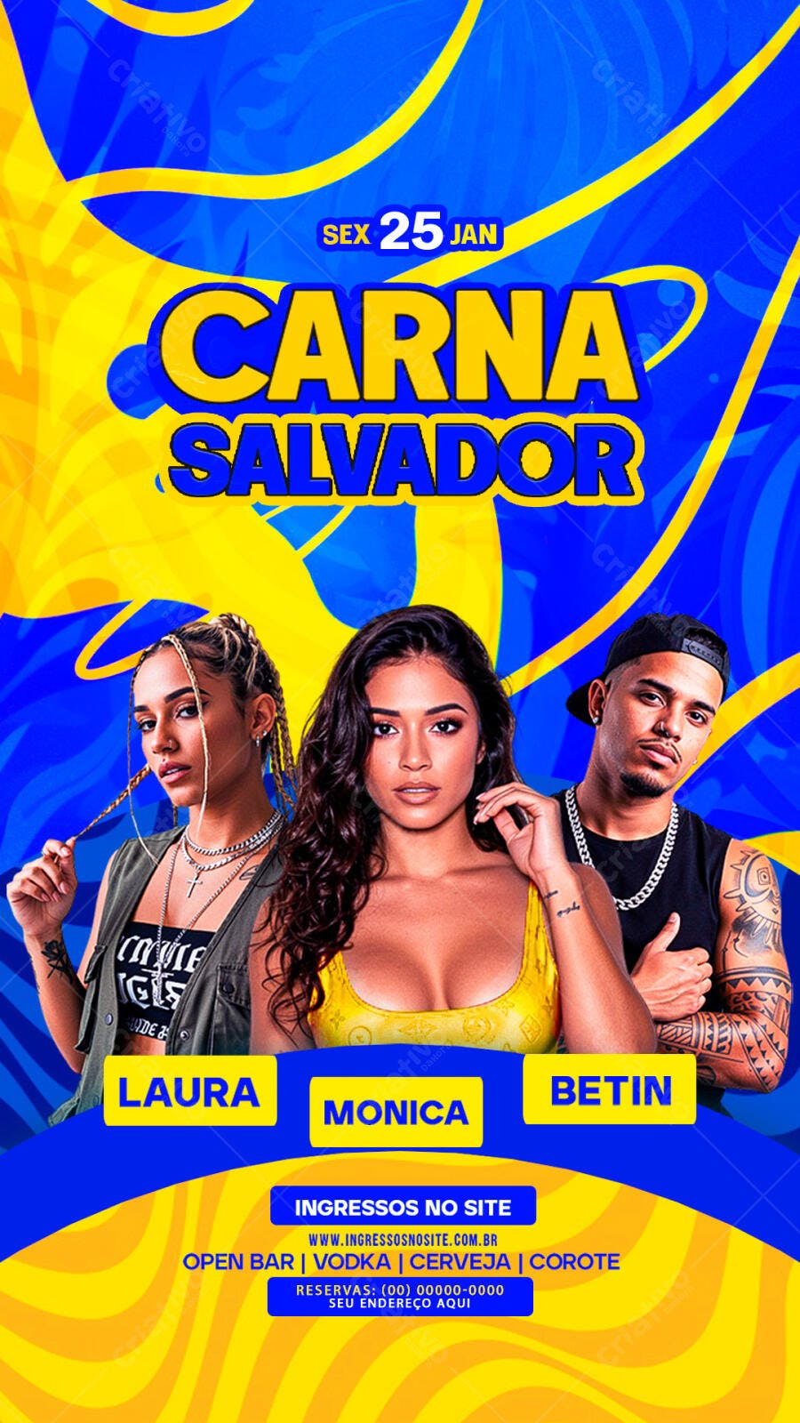 Flyer Pré-Carnaval Salvador Festa Janeiro PSD Editável