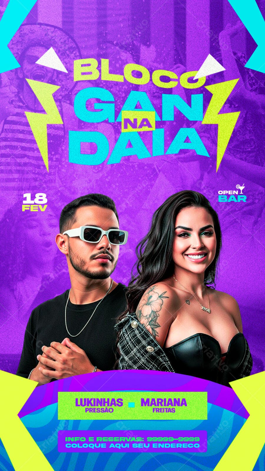 Story Instagram Bloco Carnaval Fevereiro PSD Editável
