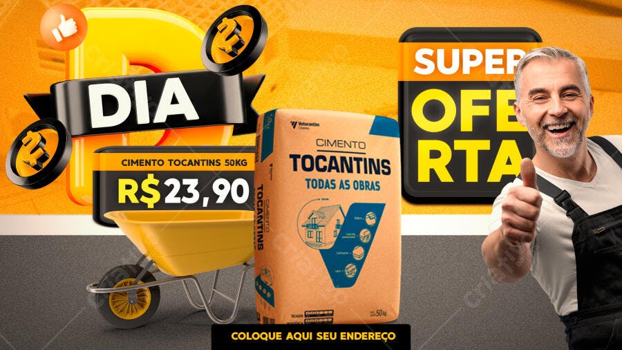Post Instagram Cimento Tocantins Super Oferta PSD Editável