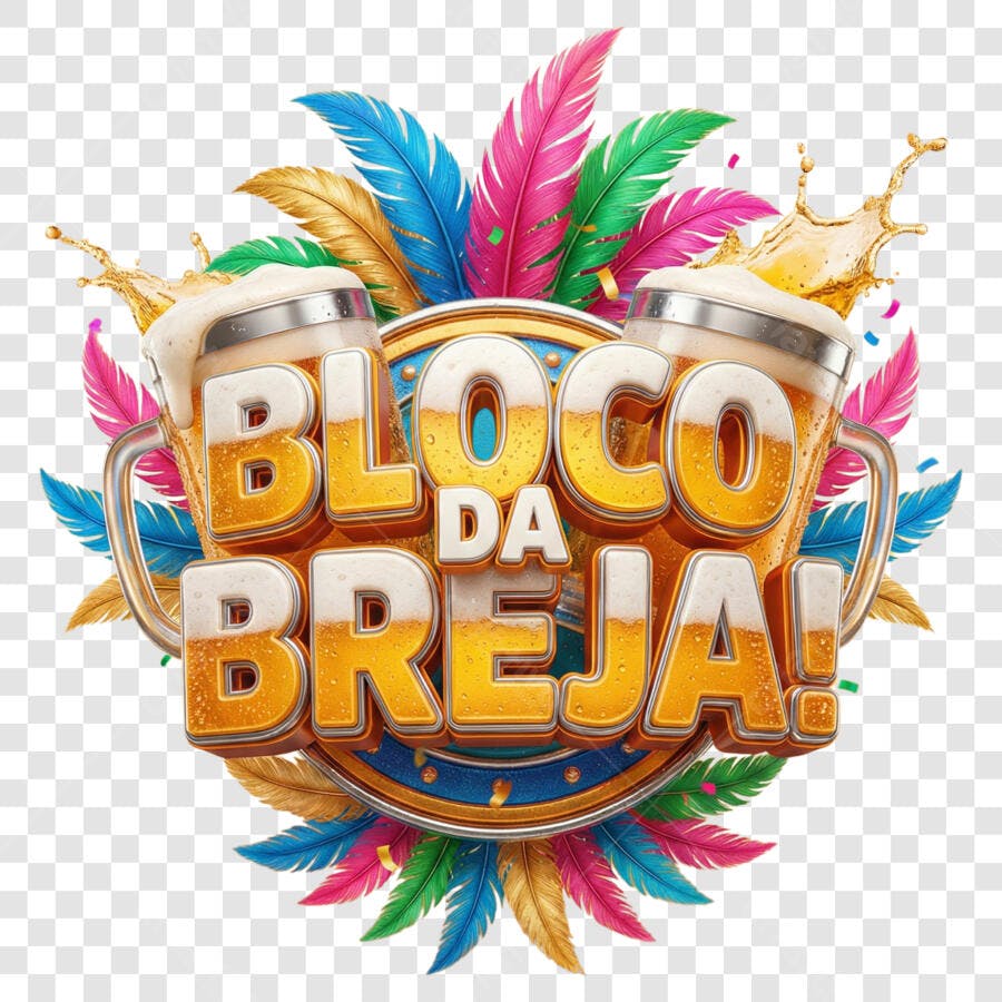 Selo 3D Bloco da Breja Carnaval Cerveja PNG Transparente