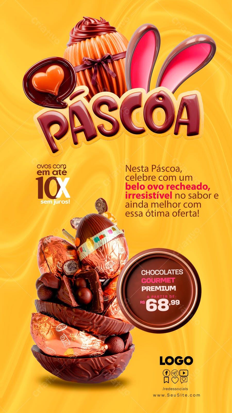 Story Páscoa Chocolateria Ovos Recheados PSD Editável