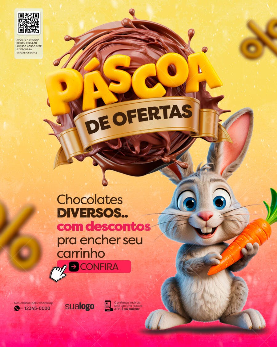 Flyer Páscoa de Ofertas Chocolates PSD Editável