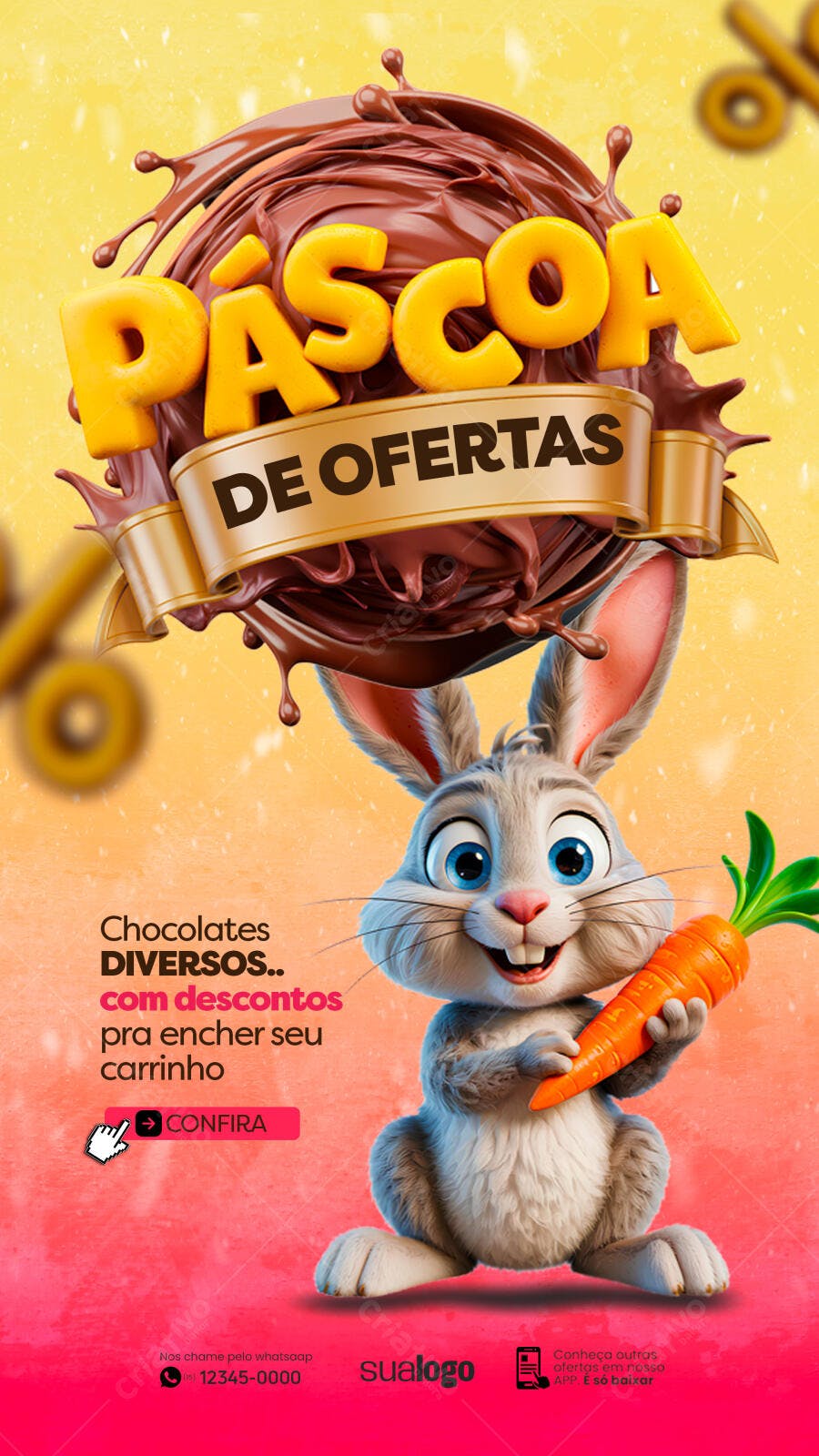 Story Páscoa de Ofertas Chocolateria PSD Editável