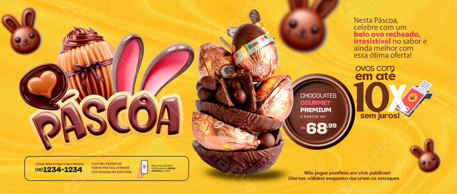 Banner Páscoa Confeitaria Chocolates PSD Editável