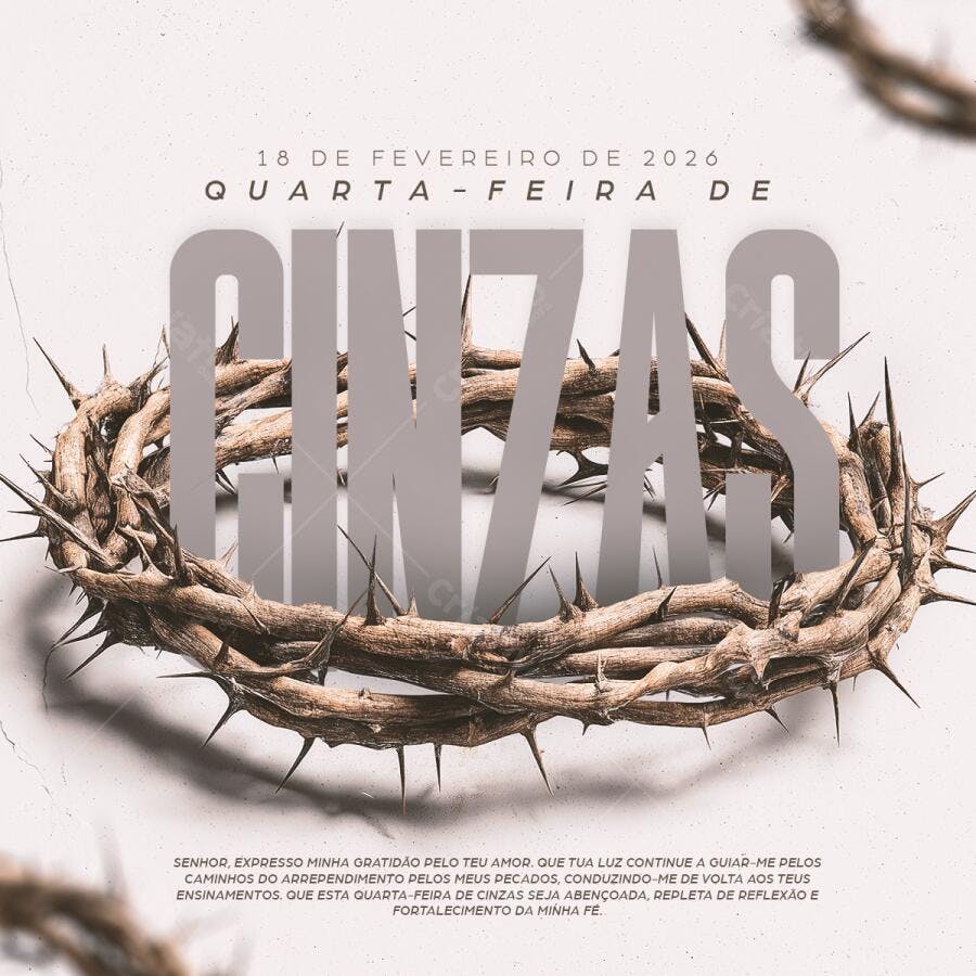 Post Quarta-feira de Cinzas PSD Editável