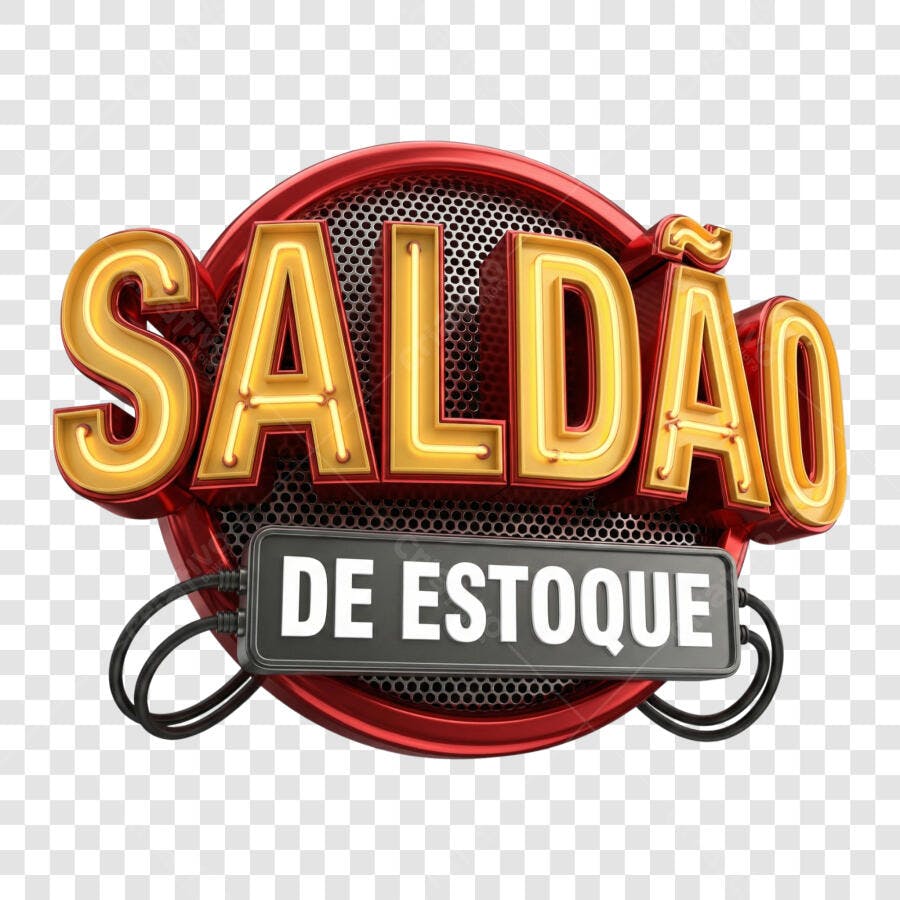 Selo 3D Saldo de Estoque Vermelho Dourado PNG Transparente