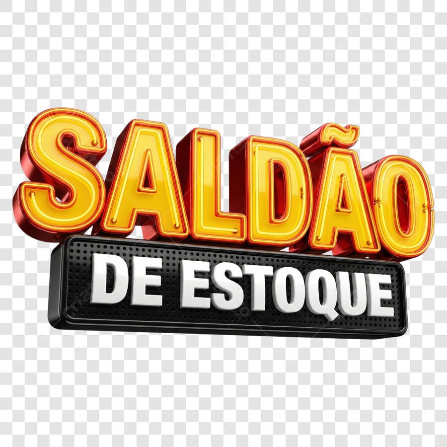 Selo 3D Saldo de Estoque Dourado e Preto PNG Transparente