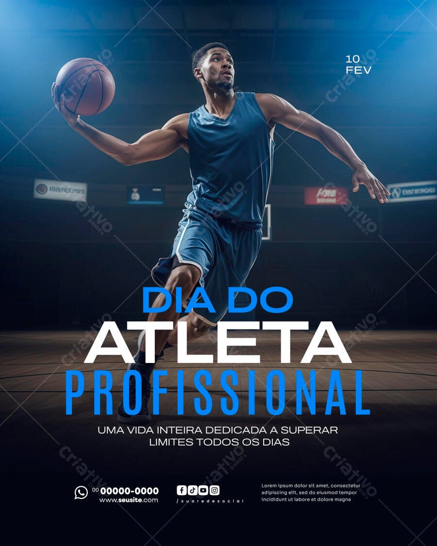 Post Dia do Atleta Profissional Esporte PSD Editável