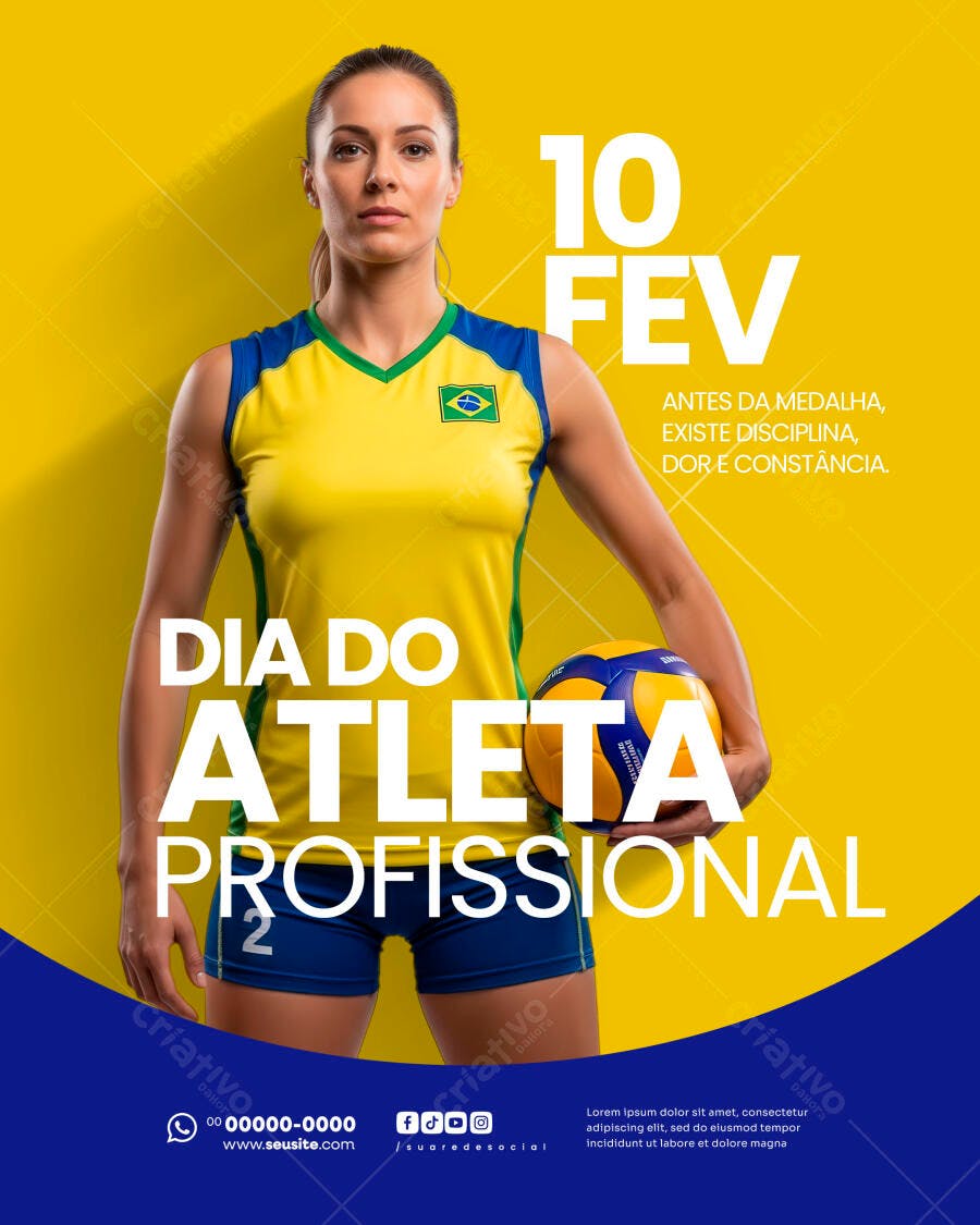 Flyer Dia do Atleta Profissional Esporte PSD Editável