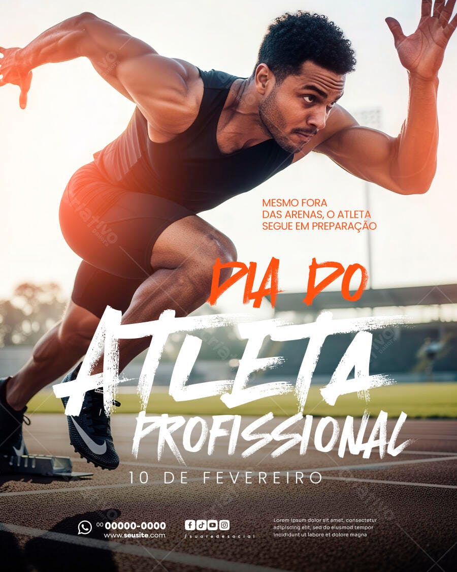 Flyer Dia do Atleta Profissional Fitness PSD Editável