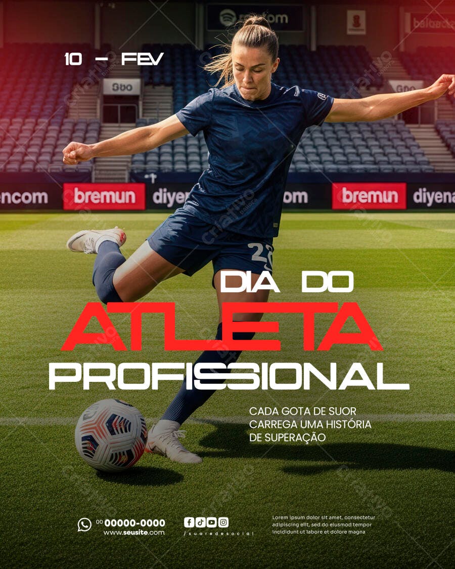Flyer Dia do Atleta Profissional Futebol PSD Editável