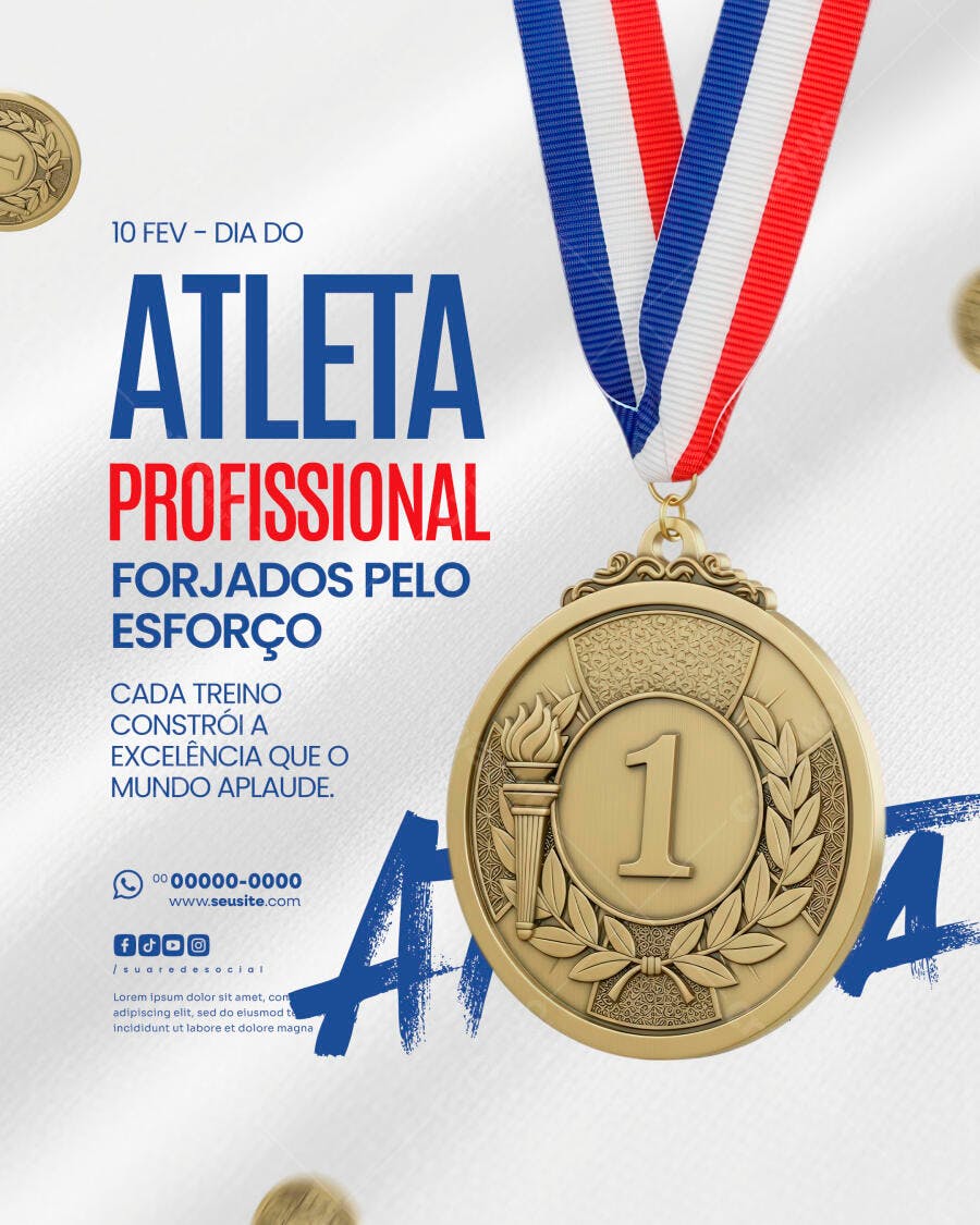 Post Dia do Atleta Profissional Academia PSD Editável