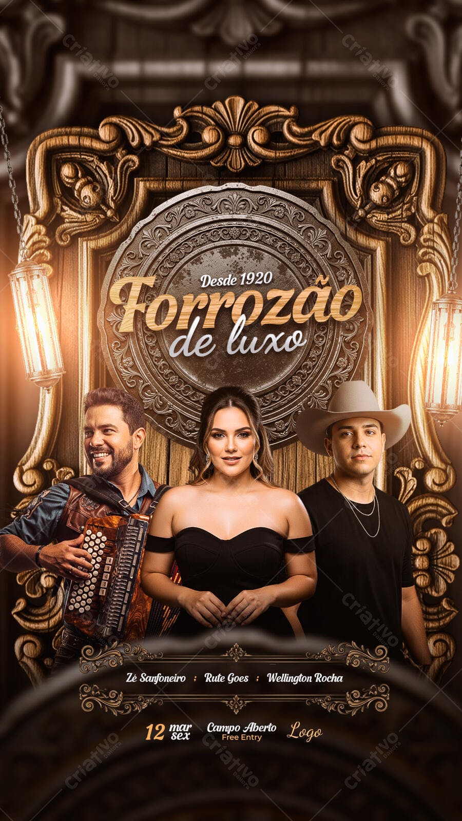 Flyer Forrozão de Luxo Festa Junina PSD Editável